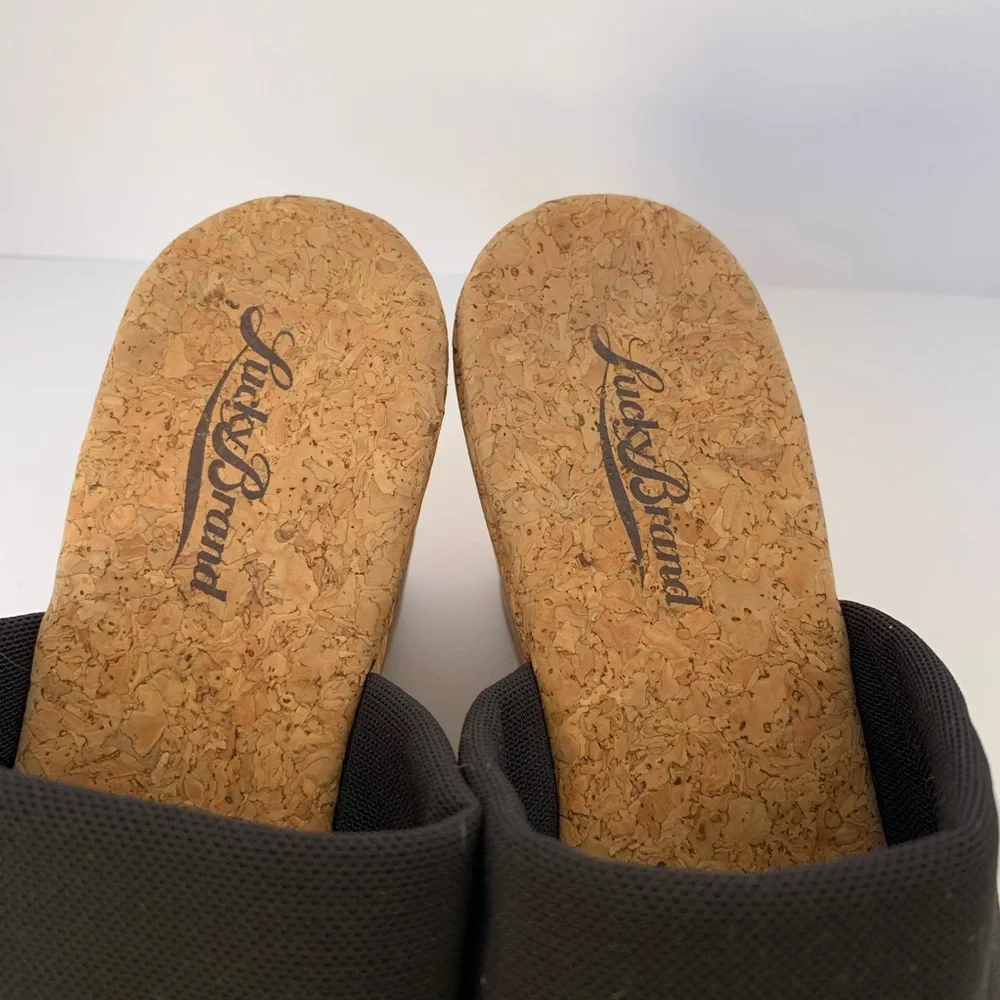 Lucky Brand Navy Fabric Cork Wedge Slide